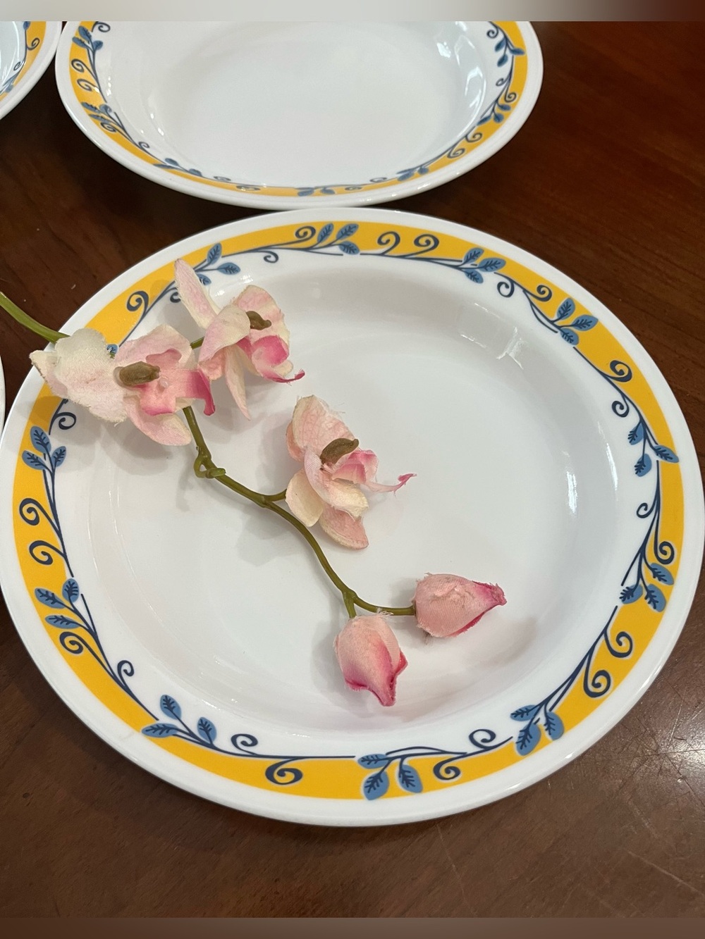 Rare Pasta Bowls Corelle "Casa Flora" 8.5" Rimmed - Set of 4 Vintage Pattern